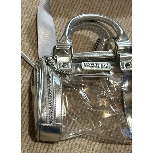 Madden NYC Clear & gray Stadium barrel bag Crossbody removable strap + handles - Picture 9 of 16